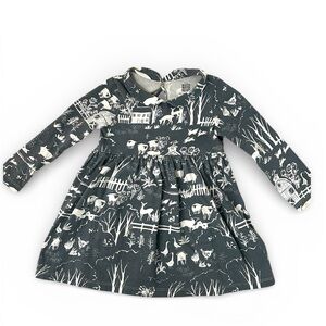 Winter Water Factory Organic Cotton Farm Animal Whimsy Collared Dress Toddler 4T